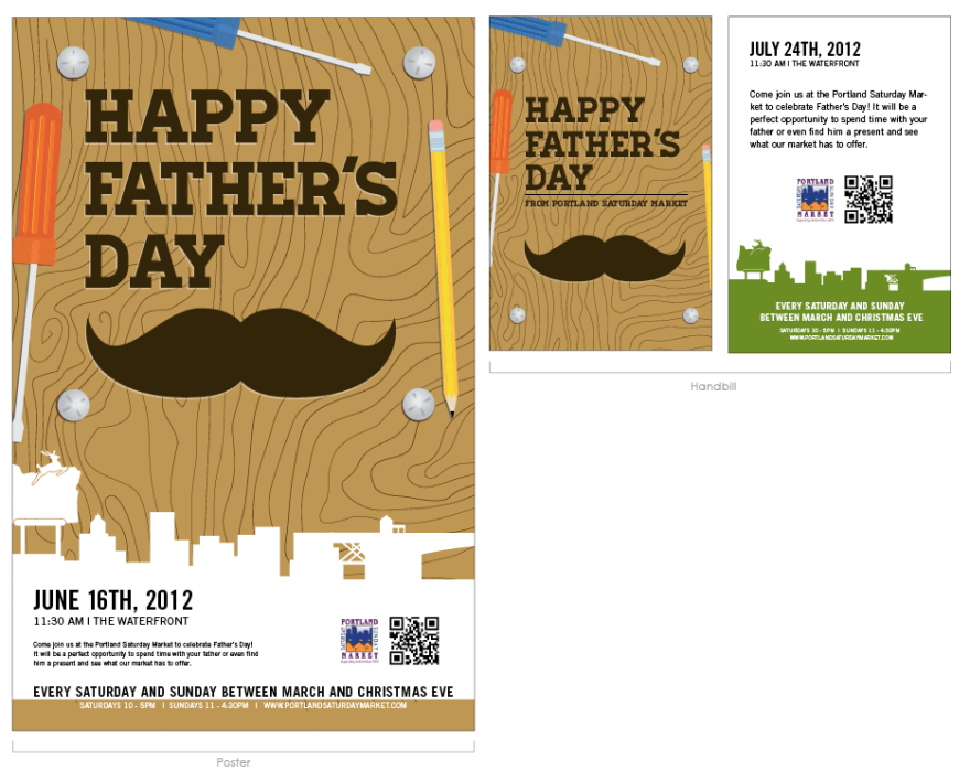 Portland Saturday Market - Father's Day call to action poster and handbill